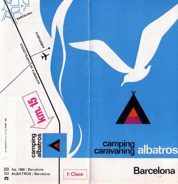 Portada de un folleto publicitario del camping Albatros de Gavà Mar (año 1966)